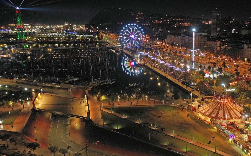 Port Vell's Giant Wheel and Floating Nativity Scene